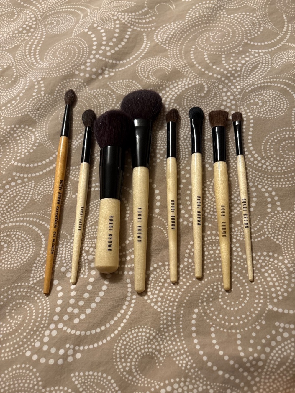 Genuine Bobbi Brown Soft Natural Hair brushes with solid wood handles